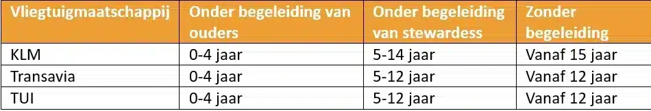 vliegen minderjarig